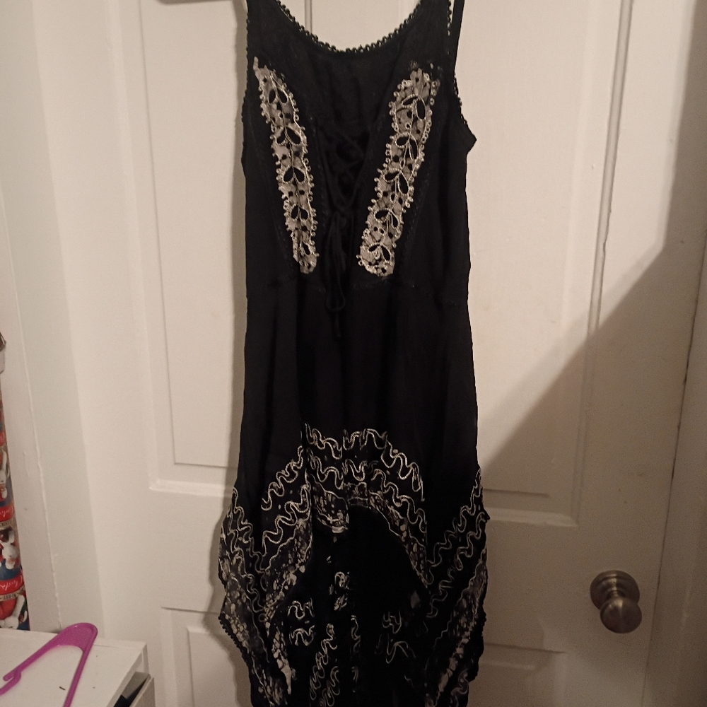Black Lace Trim Dress - Picture 4 of 6